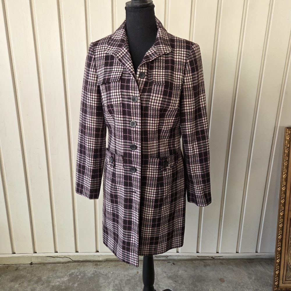 Worthington Pink Amd Black Trench Coat Fully Lined Size 6